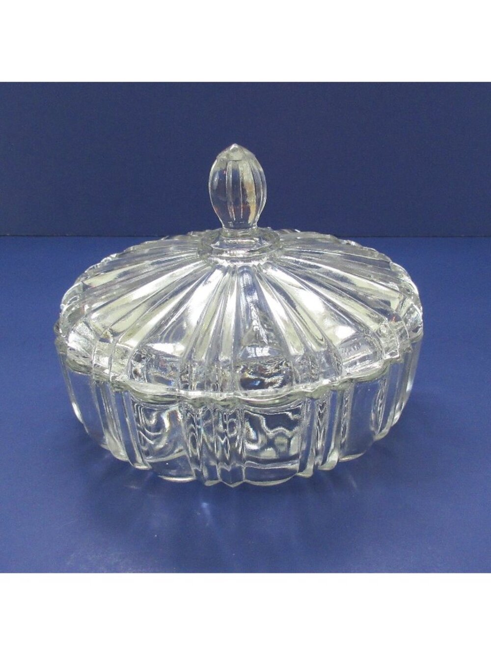 Vintage Anchor Hocking Old Cafe Clear Glass Candy Dish With A Lid